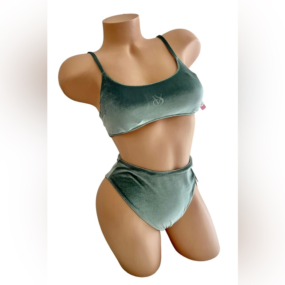 Victoria’s Secret Swim Scoop top Velvet & High Waist bottom Set Medium - Picture 6 of 10